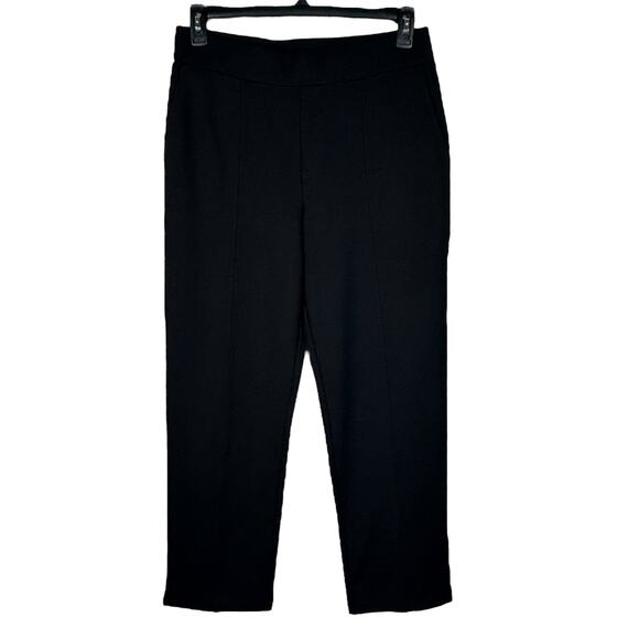 Matty M Large Ponte Pants Pull-On Straight Leg Pockets Hi-Rise Flat Front Black - Picture 1 of 7
